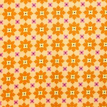 Katoen oranje met bloemen